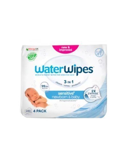 WATERWIPES BEBE 4 ENVASES 60 UNIDADES PACK ECONOMICO